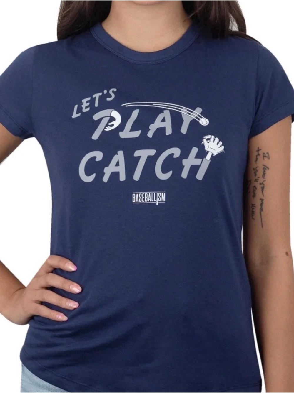 Baseballism Navy "Let's Play Catch" Graphic Tee